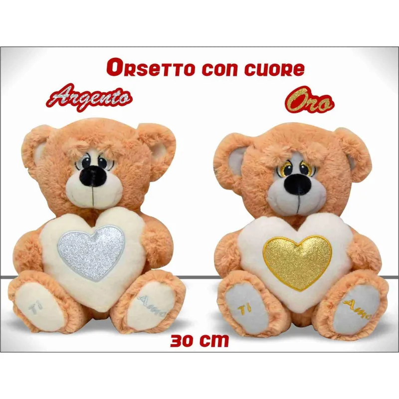 GIROTONDO GIOCATTOLI LECCE orso cuore oroargento 30cm