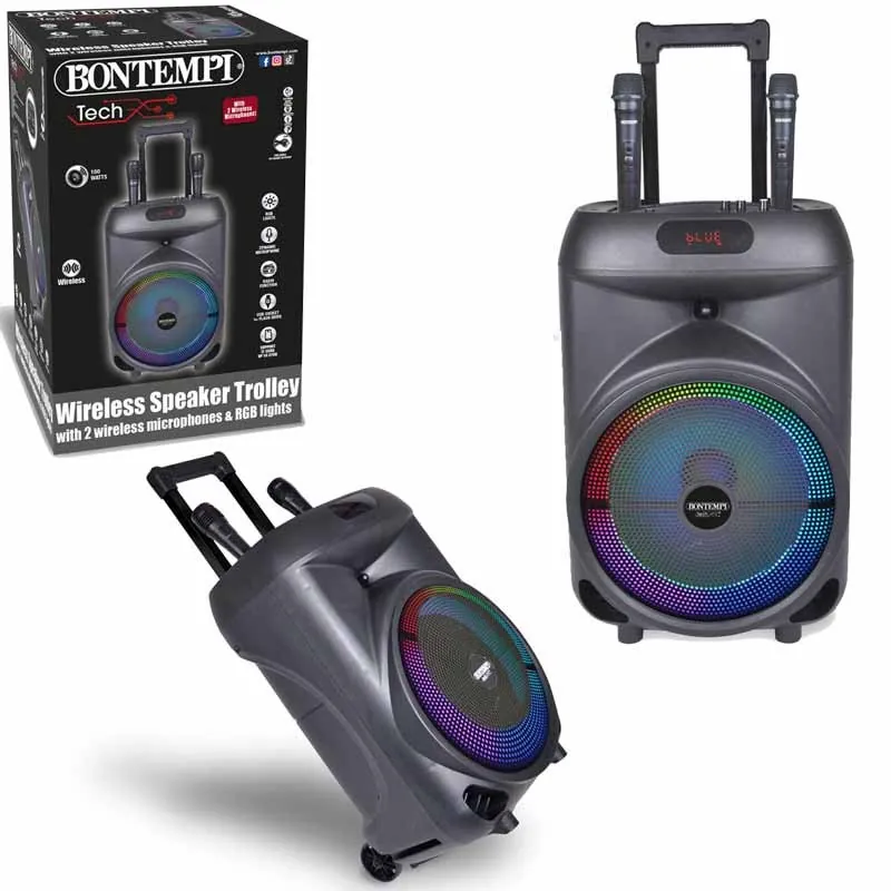 bontempi cassa trolley wireless con 2 microfoni e luci rgb 49 1080